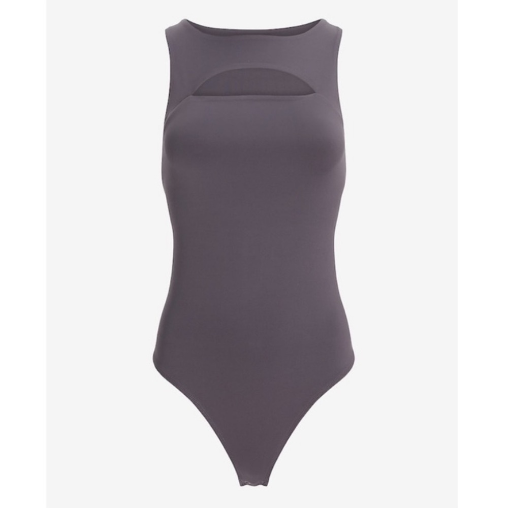 EXPRESS Body Contour Sleeveless High Neck Front Cutout Thong Bodysuit size M